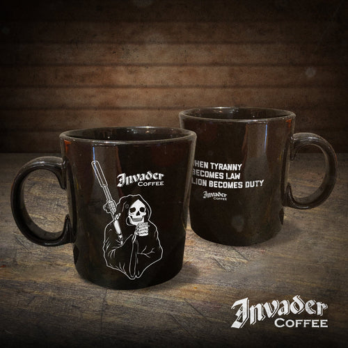 Invader Coffee black 20 ounce Rebellion mug